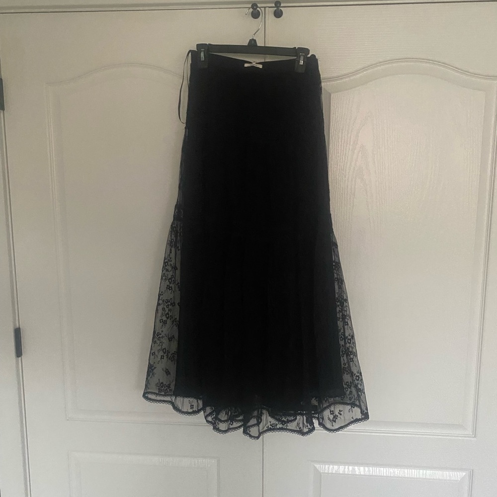 Tularosa Black Floral Lace maxi Skirt